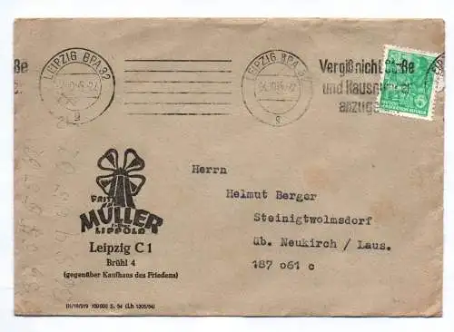 Brief Fritz Müller früher Lippolo Leipzig 1955