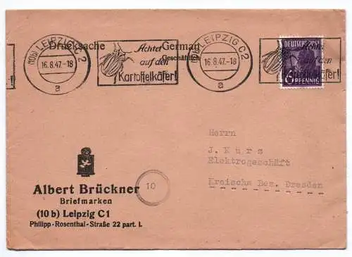 Drucksache Albert Brückner Briefmarken Leipzig 1947