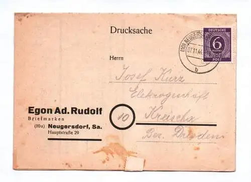 Drucksache Egon Ad, Rudolf Briefmarken Neugersdorf 1946 Faltbrief Preise