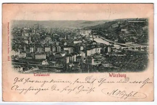 Ak Totalansicht Würzburg 1899