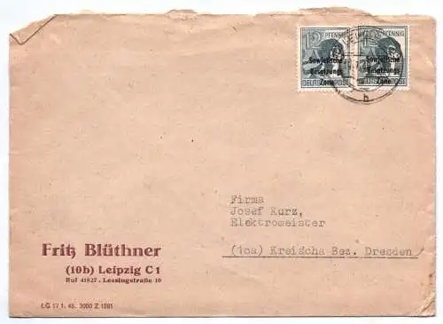 Brief Fitz Blüthner Leipzig 1948