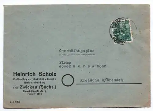 Geschäftspapiere Heinrich Scholz Radio Großhandlung Zwickau Sachsen 1946