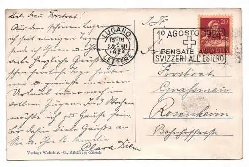 Foto Ak Lugano Quai e Monte Bre 1924