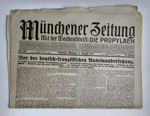 Münchner Zeitung Nr. 189 Vor der deutsch französischen Auseinandersetzung 1914