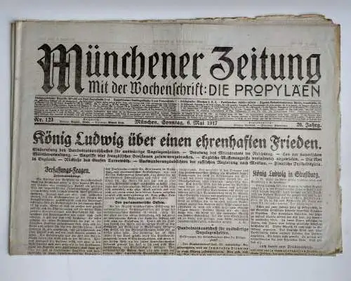 Münchner Zeitung 1917 Nr. 123 König Ludwig über einen ehrenhaften Frieden 1. Wk