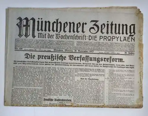 Münchner Zeitung Nr. 326 Die preußische Verfassungsreform 1917 Erster Weltkrieg