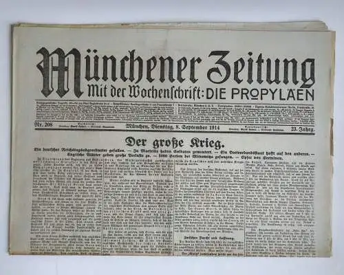 Münchner Zeitung 1. Wk Nr. 208 Der große Krieg 1914