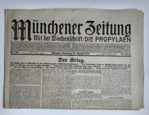 Münchner Zeitung 1. Wk Der Krieg 1914 Nr. 196