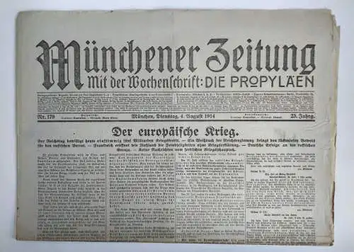 Münchner Zeitung 1914 Nr. 1979 Der europäische Krieg 1. Wk