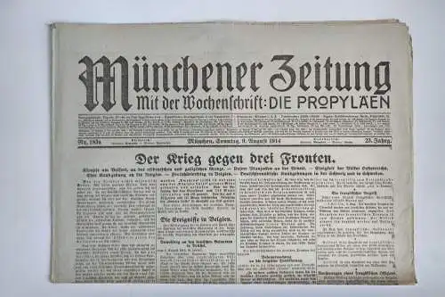 Münchner Zeitung Nr. 183a 1914 Der Krieg gegen drei Fronten 1. Weltkrieg