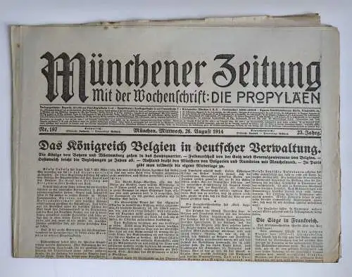 Münchner Zeitung Nr. 197 Das Königreich Belgien in deutscher Verwaltung 1914