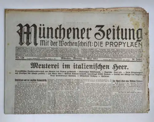 Münchner Zeitung 1. Wk 1917 Nr. 124 Meuterei im italienischen Meer