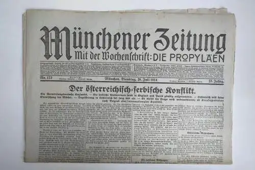 Münchner Zeitung 1914 Nr. 173 Österreichisch Serbische Konflikt Erster Weltkrieg