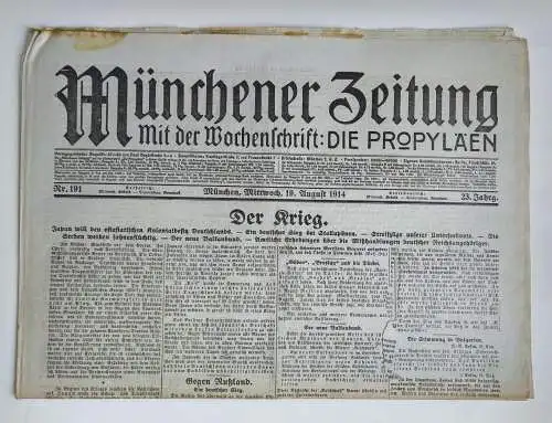 Nr. 191 Münchner Zeitung 1. Wk Der Krieg 1914