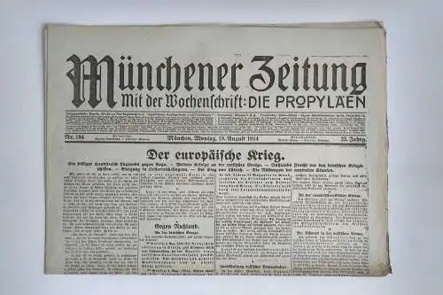 Münchner Zeitung 1914 Der europäische Krieg Nr. 184 Erster Weltkrieg