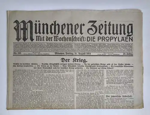 Münchner Zeitung 1. Weltkrieg Der Krieg 1914 Nr. 193