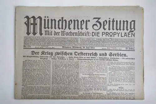 Münchner Zeitung 1914 Nr. 174 Krieg zwischen Österreich und Serbien 1 Wk