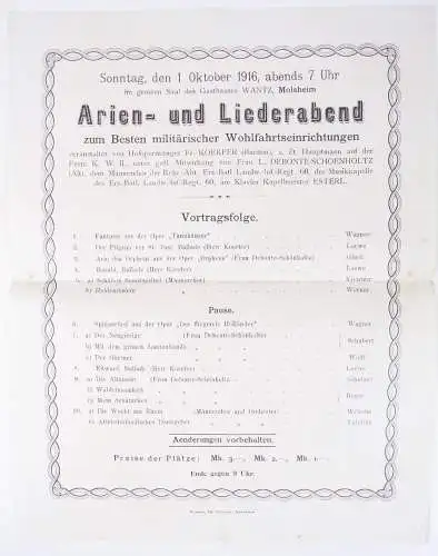 Programm Molsheim 1916 Arien und Liederabend Dokument