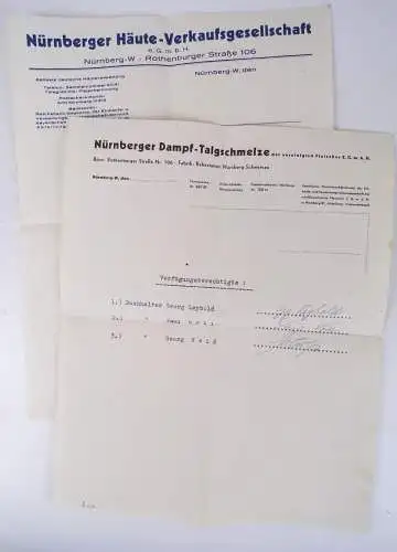 Briefkopf Nürnberg Häute Verkaufsgesellschaft Dampf Talgschmelze Tierverwertung