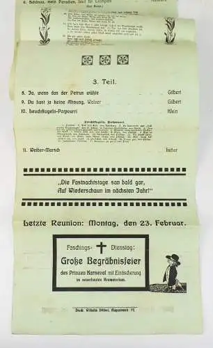 Programm Bürger Bräu Keller München 1914 Konzert