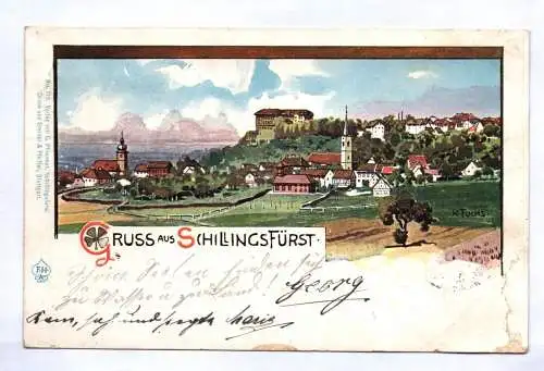 Litho Ak Gruss aus Schillingsfürst 1899