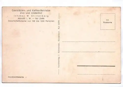 Ak Münster Westfalen Gaststätte Kaffee Betrieb Zoo und Lindenhof 1930er