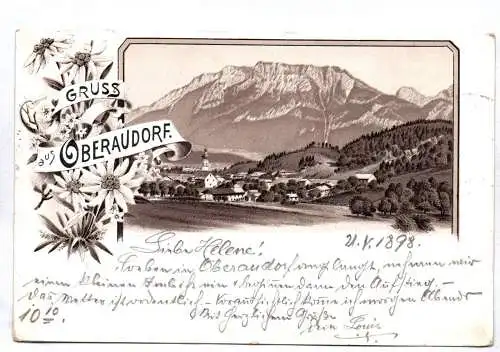 Litho Ak Gruss aus Oberaudorf 1898 Kreis Rosenheim