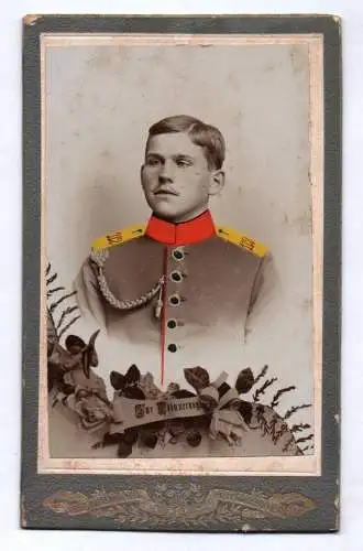 CDV Foto Soldat IR 112 Mülhausen um 1900 koloriert