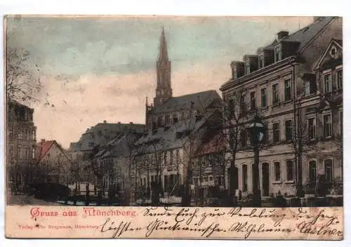 Litho Ak Gruss aus Münchberg 1899 kolorierte Karte