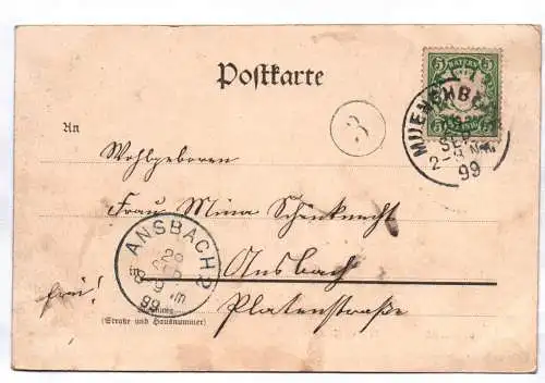 Litho Ak Gruss aus Münchberg 1899 kolorierte Karte