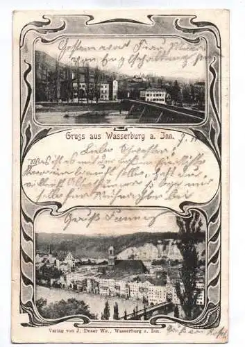 Litho Ak Gruss aus Wasserburg am Inn 1907