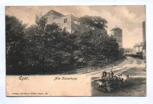 Litho Ak Eger Alte Kaiserburg Brauerei Wagen Cheb Böhmen