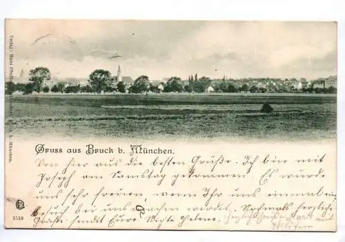 Litho Ak Gruss aus Bruck bei München 1902