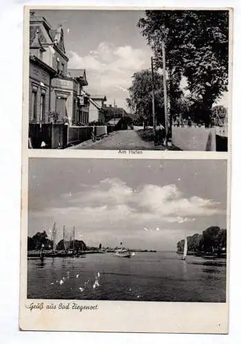 Ak Gruß aus Bad Ziegenort Trzebież  Pommern Am Hafen 1942 Polen