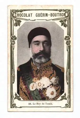 Altes Sammelbild Le Bey de Tunis Chocolat Guérin-Boutron König Tunesien 1910 er