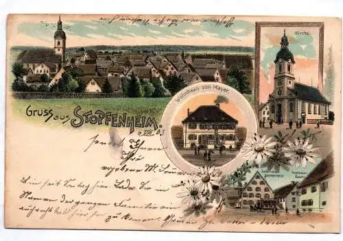 Litho Ak Gruss aus Stopfenheim Ellingen Wohnhaus von Mayer Kirche Gasthaus