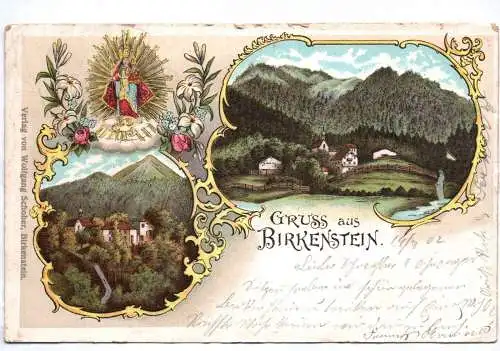 Litho Ak Gruss aus Birkenstein 1902