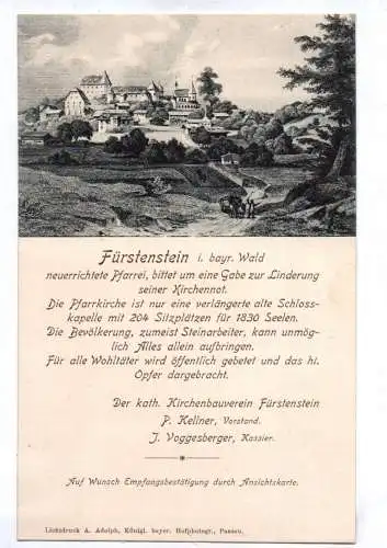 Litho Ak Fürstenstein bayerischer Wald Pfarrkirche um 1910