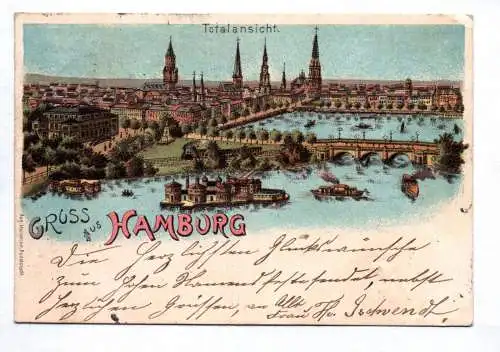 Litho Ak Gruss aus Hamburg 1900