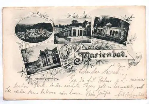 Litho Ak Gruss aus Marienbad  1898 Böhmen