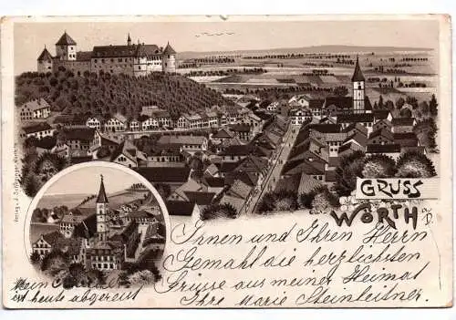 Litho Ak Gruss aus Wörth an der Donau 1905