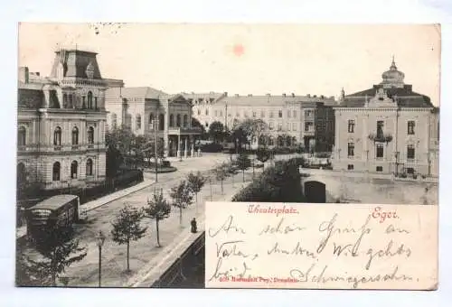 Litho Ak Eger Cheb Theaterplatz Böhmen