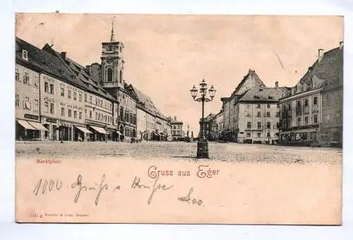 Litho Ak Gruss aus Eger Marktplatz Cheb Böhmen 1900