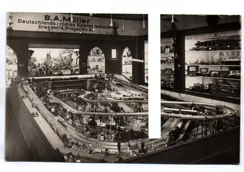 Foto Ak Dresden Spielwarenhaus Müller Pragerstraße Eisenbahn 1930er Spielzeug