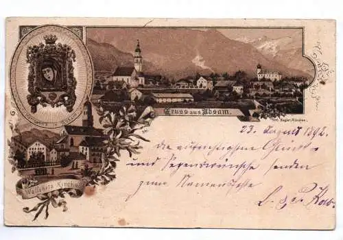 Litho Ak Gruss aus Absam 1892 Wallfahrts Kirche 1892 Tirol