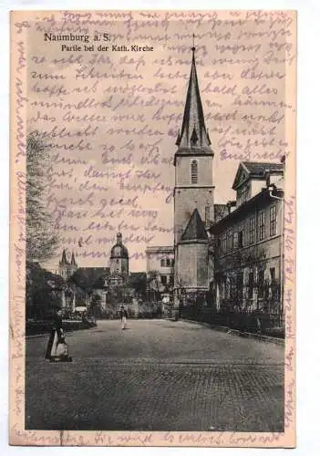 Ak Naumburg Saale Partie an der katholische Kirche 1923 Infla Frankatur