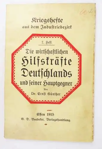 Die wirtschaftlichen Hilfskräfte Deutschlands seine Hauptgegner 1 Wk Baedeker