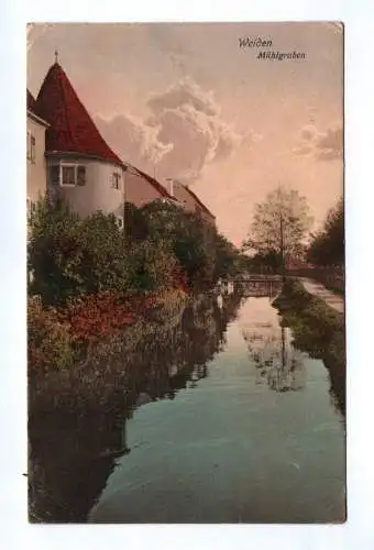 Künstler Ak Weiden Mühlgraben 1913 Fluss