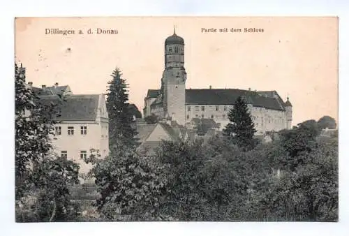 Ak Dillingen an der Donau Partie mit dem Schloss Feldpost 1914