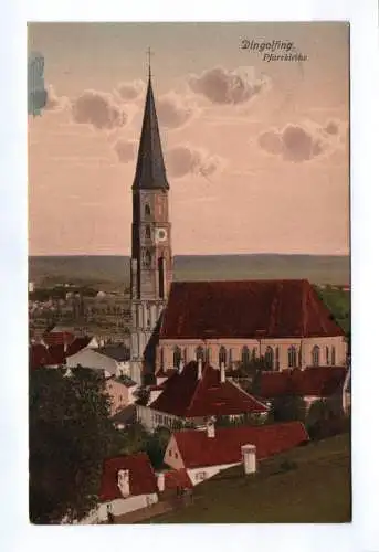 Künstler Ak Dingolfing Pfarrkirche 1919